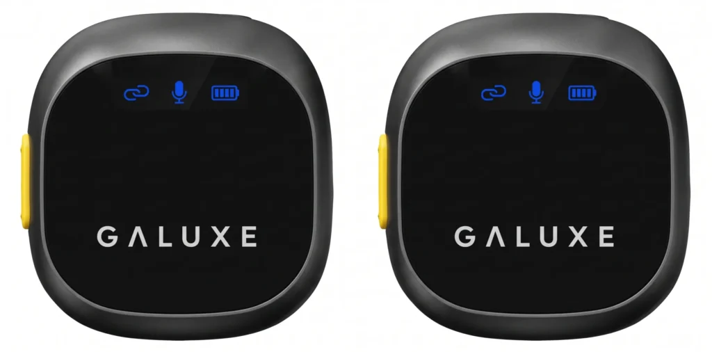 The two GALUXE Nano Mic wireless microphones