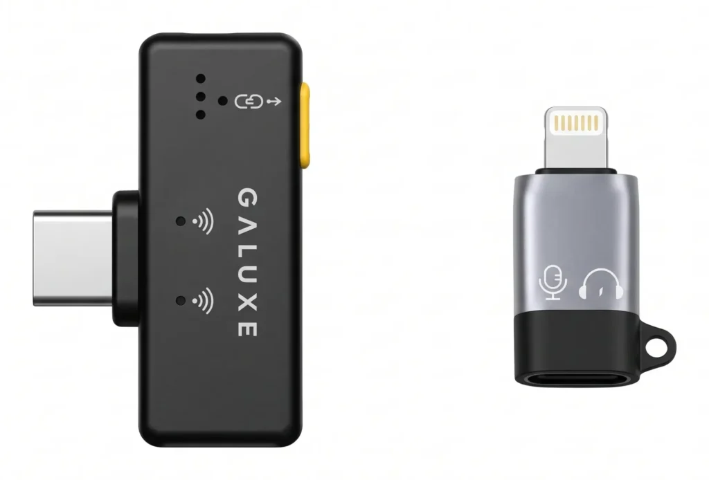 GALUXE Nano Mic USB-C receiver and Lightning adapter